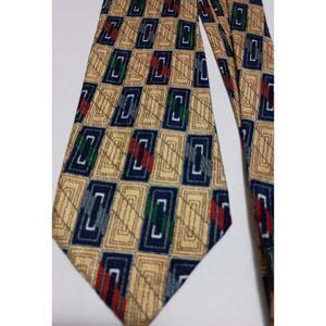 FERRELL REED Tie, Yellow & Navy Abstract Pattern